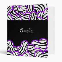 Purple Zebra hearts Binder