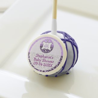 Purple Zebra,Leopard Girl Baby Shower Cake Pop