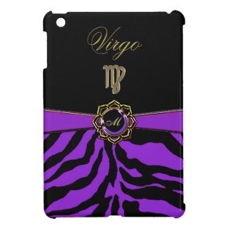 Purple Zebra Monogram Zodiac Sign Virgo Case