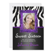 Purple Zebra - Photo - Sweet 16 Invitation