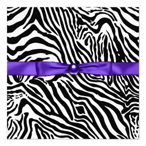 Purple Zebra Photo Sweet 16 Party Announcements