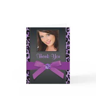 Purple Zebra Photo Thank You Cards card