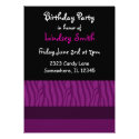 Purple Zebra Print Birthday Invitation