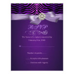 Purple Zebra Print & Bow Birthday RSVP Card Invites