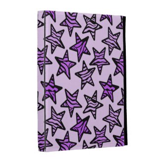 Purple zebra print stars iPad case