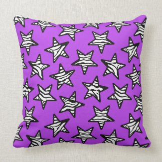 Purple zebra print stars pillow