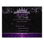 Purple Zebra Print & Swirl Birthday RSVP Card Announcements