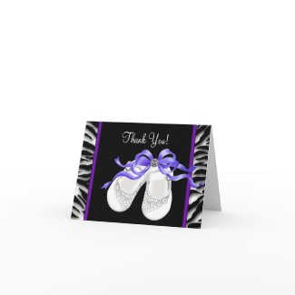 Purple Zebra Purple Black Baby Girl Thank You card