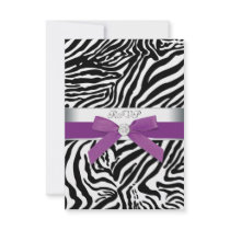 Purple Zebra RSVP Card Custom Announcement