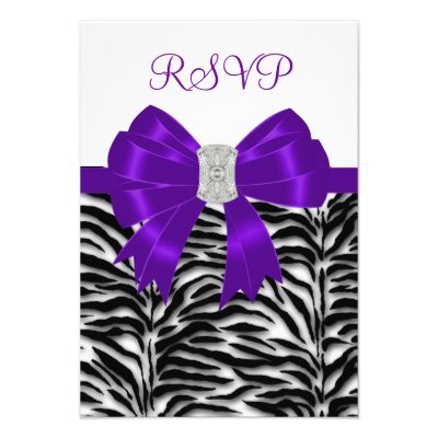 Purple Zebra RSVP Card Personalized Invites