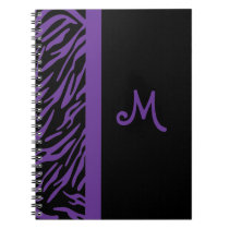 Purple Zebra Stripe Monogram Notebook notebooks