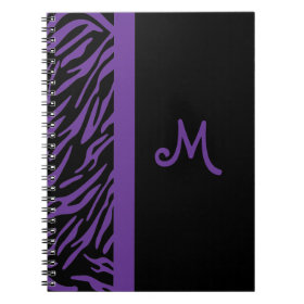 Purple Zebra Stripe Monogram Notebook