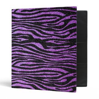 Purple Zebra stripe pattern (faux glitter bling) Vinyl Binders