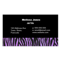 Purple Zebra stripe pattern (faux glitter bling) Business Cards