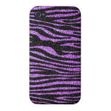 Purple Zebra stripe pattern (faux glitter bling) iPhone 4/4S Case