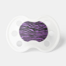 Purple Zebra stripe pattern (faux glitter bling) Pacifier