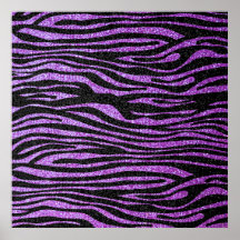 Purple Zebra stripe pattern (faux glitter bling) Posters