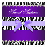 Purple Zebra Sweet 16 Birthday Party Personalized Invitations