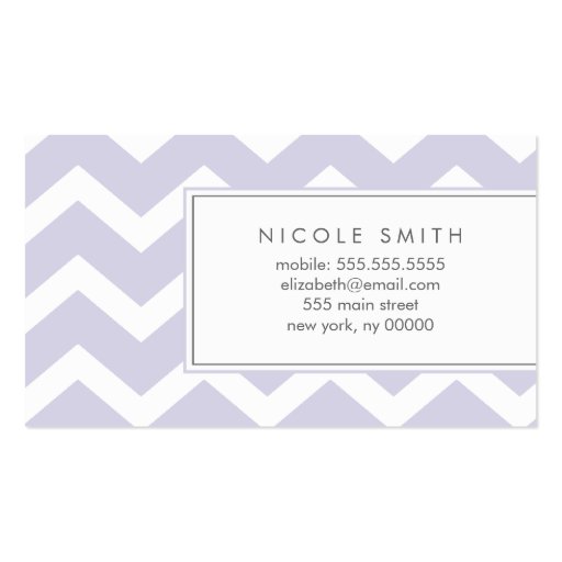 Purple Zig Zag Chevron Pattern Calling Cards Business Card (front side)