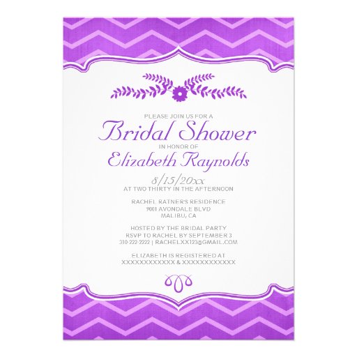 Purple Zigzag Bridal Shower Invitations