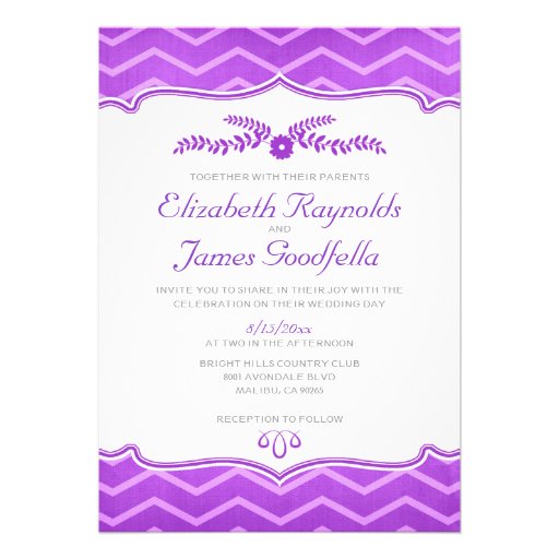 Purple Zigzag Wedding Invitations