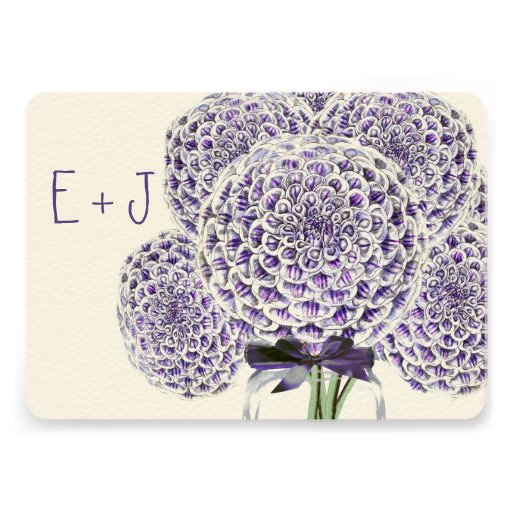 Purple  Zinnia Mason Jar Wild Flower Wedding Personalized Announcements