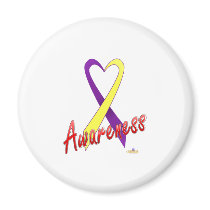 PurpleAndYellowHeartRibbonAwareness magnets by awareness PurpleAndYellowHeartRibbonAwareness magnets