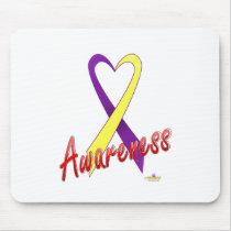 PurpleAndYellowHeartRibbonAwareness mousepads by awareness PurpleAndYellowHeartRibbonAwareness mousepads