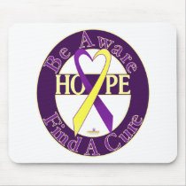 PurpleAndYellowHeartRibbonBeAwareFindCureDark mousepads by awareness PurpleAndYellowHeartRibbonBeAwareFindCureDark mousepads