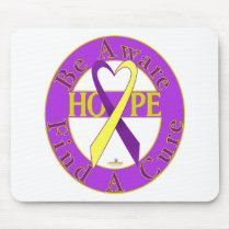 PurpleAndYellowHeartRibbonBeAwareFindCureLight mousepads by awareness PurpleAndYellowHeartRibbonBeAwareFindCureLight mousepads