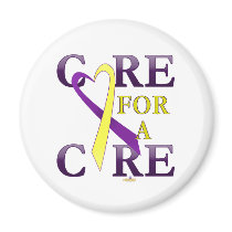 PurpleAndYellowHeartRibbonCareCureDark magnets by awareness PurpleAndYellowHeartRibbonCareCureDark magnets