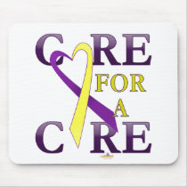 PurpleAndYellowHeartRibbonCareCureDark mousepads by awareness PurpleAndYellowHeartRibbonCareCureDark mousepads