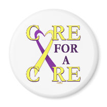 PurpleAndYellowHeartRibbonCareCureLight magnets by awareness PurpleAndYellowHeartRibbonCareCureLight magnets