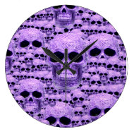 Purplegothic celtic skull round wall clock