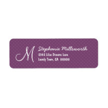 Purplel Polka Dots Monogram M or Any Initial A009 Custom Return Address Labels
