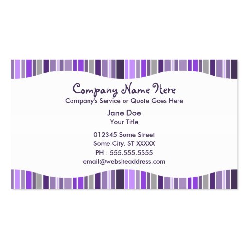 purples : striped curtain business cards (back side)