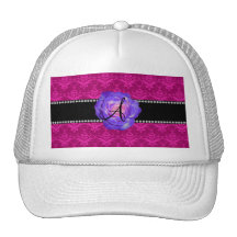 Púrpura rosada del damasco del monograma subió gorras