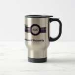 Púrpura y taza personalizada negro del graduado