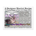 Purr-fect Cat Meow Joke Martini Recipe Postcard
