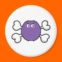 purrple fuzzy monster crossbone magnets
