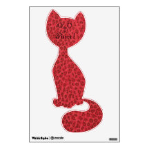 ¡Purrr! Etiqueta roja del gato de leopardo