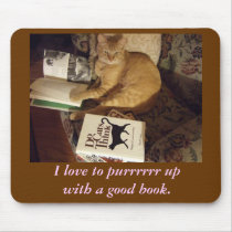 Purrr up with a good book mousepads by DFranM Purrr up with a good book mousepads