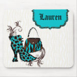 Purse n Boot Sexy Zebra Tiger Leopard Blue mousepads