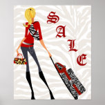 Purse Suitcase SALE Poster Zebra Leopard Red Tan posters