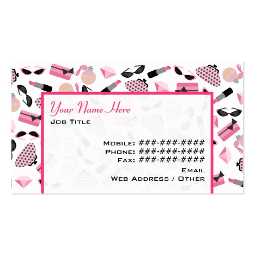 Purses Perfume & Lipstick Business Card (back side)