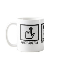 Push Button Bacon mugs by MeatShirt Push Button Bacon mugs