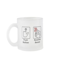 Push Button Receive Bacon mugs by MemeRegime Push Button Receive Bacon mugs