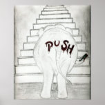 Pushing An Elephant Up The Stairs Print