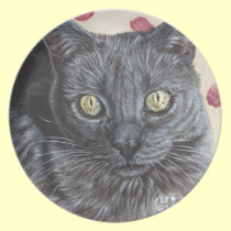 PussPuss Russian Blue Cat Original Painting Art plates
