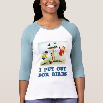 Put Out For Birds (kids) Ladies 3/4 Sleeve Fitted Raglan < Backyard Birding < Magnificent Frigatebird